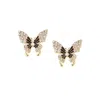 Sohi Women's Embellished Butterfly Stud Earrings In Silver