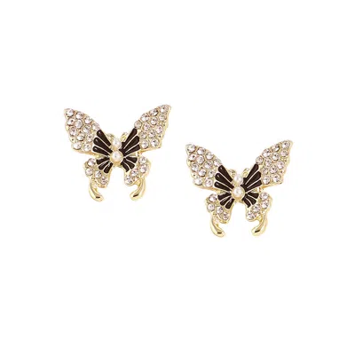 Sohi Women's Embellished Butterfly Stud Earrings In Silver
