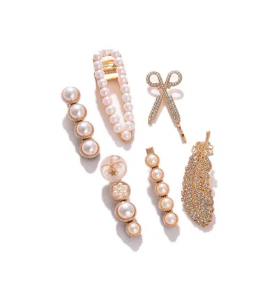 Sohi Women's Embellished Hairpin Set In White