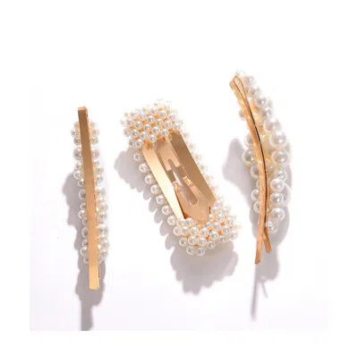 Sohi Women's Embellished Hairpin Set In White