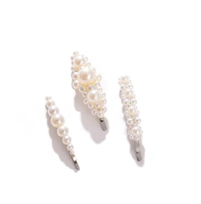 Sohi Women's Embellished Hairpin Set In White