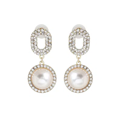 Sohi Women's Embellished Snowball Drop Earrings In White