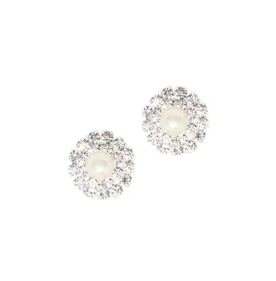 Sohi Women's Embellished Stud Earrings In Silver