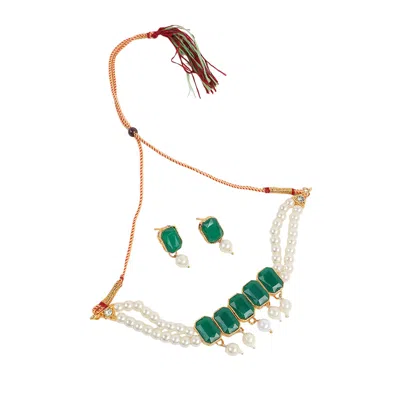 Sohi Women's Emerald Green The Sama Jewellery Set