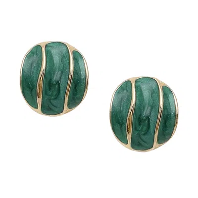 Sohi Women's Enamel Stud Earrings In Green