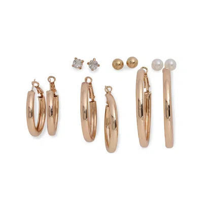 Sohi Women's Everyday Hoop Earrings Set In Gold
