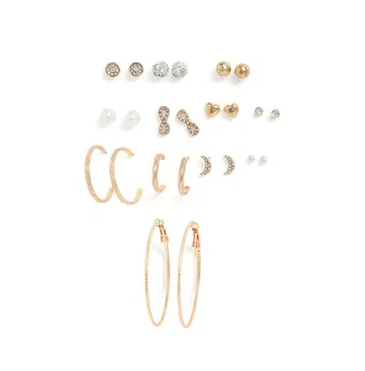 Sohi Women's Everyday Hoop Earrings Set In Gold