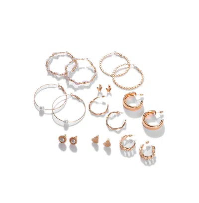 Sohi Women's Everyday Hoop Earrings Set In Gold