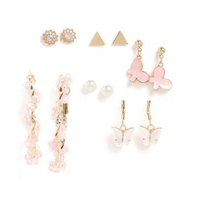 Sohi Women's Everyday Hoop Earrings Set In Pink