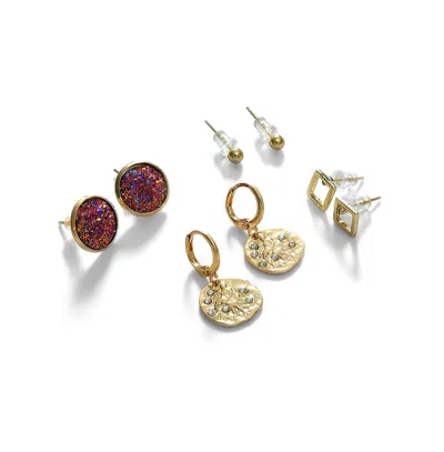 Sohi Women's Everyday Stud Earrings Set In Gold