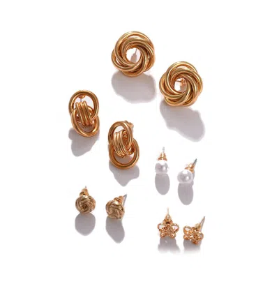 Sohi Women's Everyday Stud Earrings Set In Gold