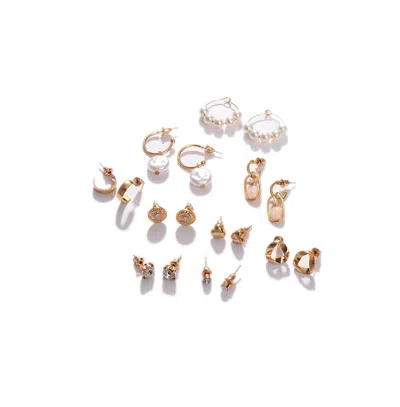 Sohi Women's Everyday Stud Earrings Set In Gold