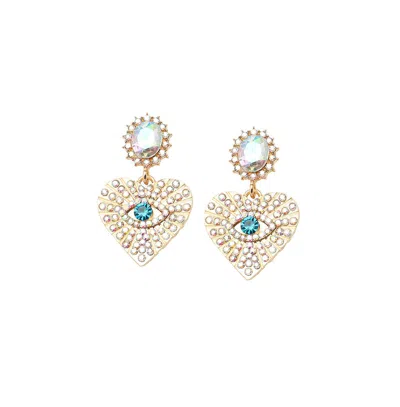 Sohi Women's Eye Heart Drop Earrings In Gold