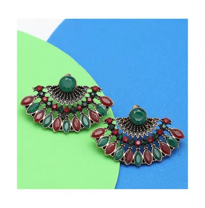 Sohi Women's Fan Stud Earrings In Green