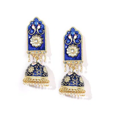 Sohi Women's Floral Drop Earrings In Blue