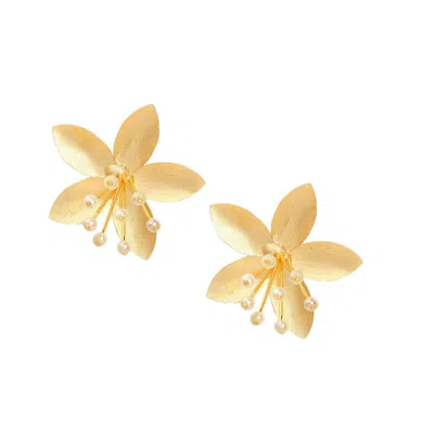 Sohi Women's Floral Drop Earrings In Gold