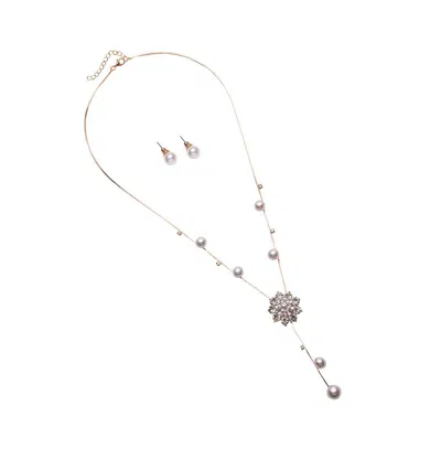 Sohi Women's Floral Drop Negligee Necklace In Silver