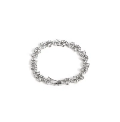 Sohi Women's Floral Stone Statement Bracelet In Silver