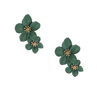 Sohi Women's Flower Drop Earrings - Emerald Green