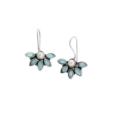 Sohi Women's Flower Drop Earrings In Blue