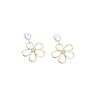 Sohi Women's Flower Drop Earrings In Gold