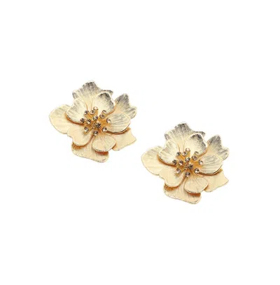 Sohi Women's Flower Stud Earrings In Gold