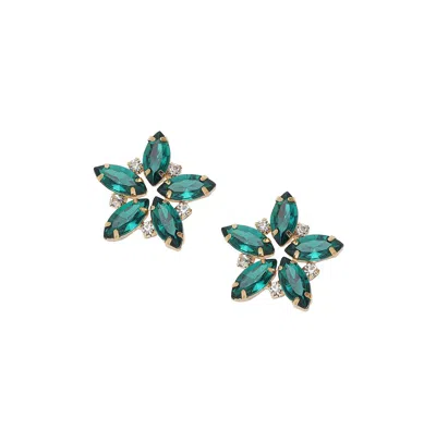 Sohi Women's Flower Stud Earrings In Green