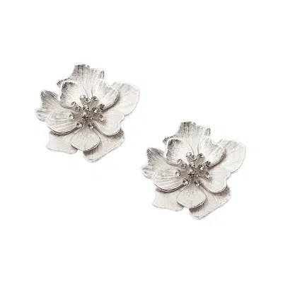Sohi Women's Flower Stud Earrings In Silver