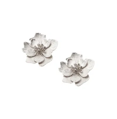 Sohi Women's Flower Stud Earrings In Silver