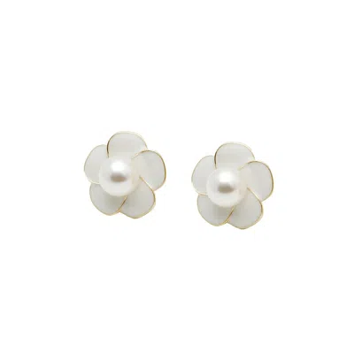 Sohi Women's Flower Stud Earrings In White