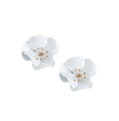 Sohi Women's Flower Stud Earrings In White