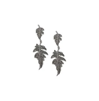 Sohi Women's Foliage Drop Earrings In Silver