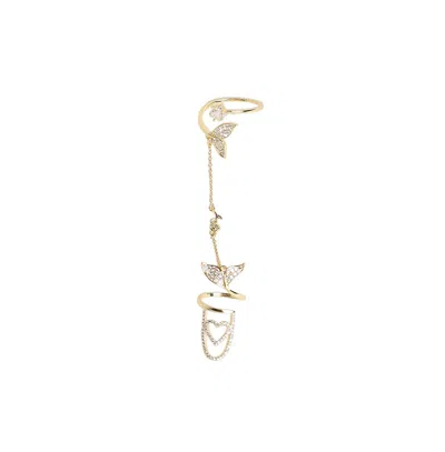 Sohi Women's Foliage Heart Nail Ring In Gold