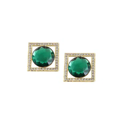 Sohi Women's Frame Drop Earrings In Green