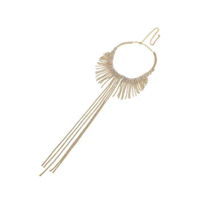 Sohi Women's Fringe Bling Statement Necklace In Silver