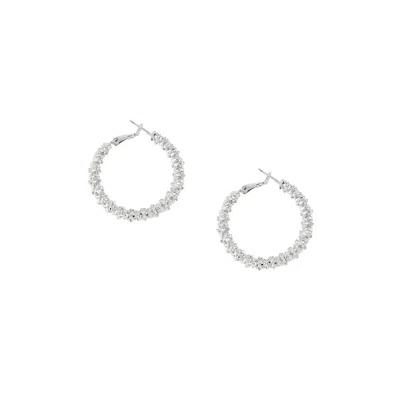 Sohi Women's Frosted Hoop Earrings In Silver