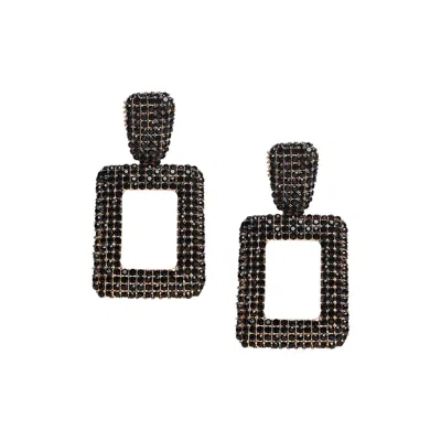 Sohi Women's Geometric Drop Earrings - Onyx Black