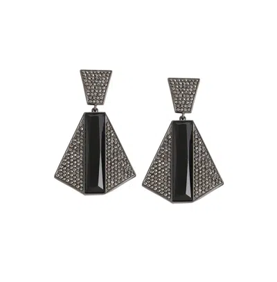 Sohi Women's Geometric Drop Earrings In Black