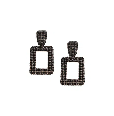 Sohi Women's Geometric Drop Earrings In Black
