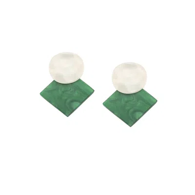 Sohi Women's Geometric Drop Earrings In Green