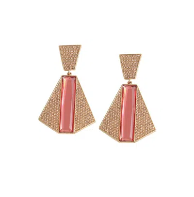 Sohi Women's Geometric Drop Earrings In Pink