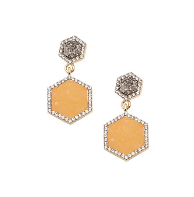 Sohi Women's Geometric Drop Earrings In Pink