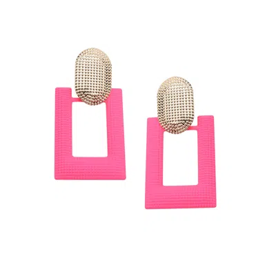 Sohi Women's Geometric Drop Earrings In Red