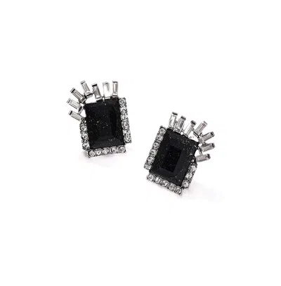 Sohi Women's Geometric Stud Earrings In Black
