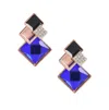 Sohi Trendy Blue Diamond Shaped Studs In Blue