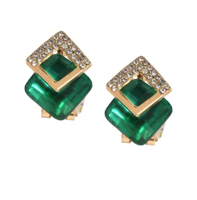 Sohi Women's Geometric Stud Earrings In Green