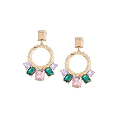 Sohi Women's Gold Circular Drop Earrings