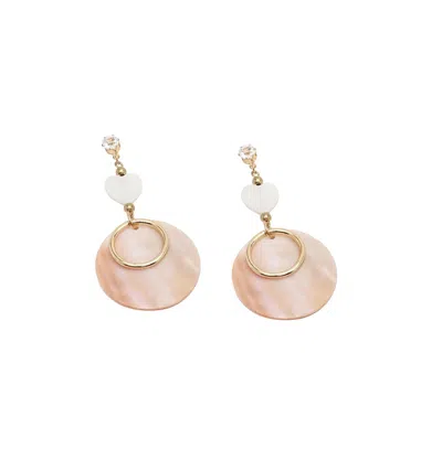 Sohi Women's Gold Circular Drop Earrings In White