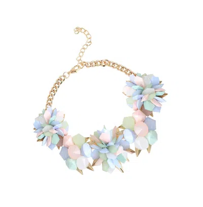 Sohi Women's Gold Cluster Stone Statement Necklace In Blue