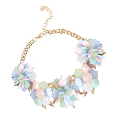 Sohi Women's Gold Cluster Stone Statement Necklace